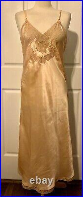 NEW Vintage Satin Secreté 1930s Pale Pink Silk Dress Slip Nightgown Bias Cut 40