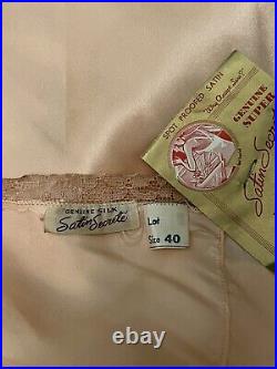 NEW Vintage Satin Secreté 1930s Pale Pink Silk Dress Slip Nightgown Bias Cut 40