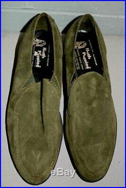 NOS 7.5 Mens Green Suede VTG 1970s Hush Puppies Loafer Slip On Dress Shoe 70s