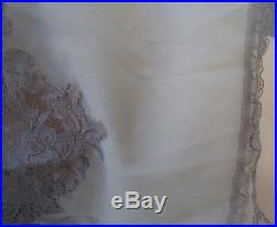 NOS VTG Taupe Champagne Double Layer Nylon Chiffon LACE Full Slip Dress 34A Zips