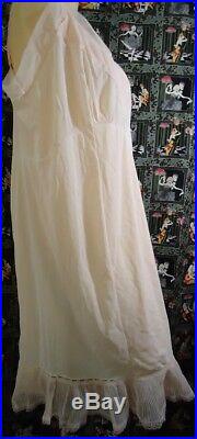 NOS Vtg 50s Pink Movie Star Crystal Pleated Wedding Slip Dress Shadow Panel 48