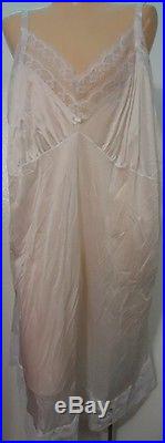 NOS sz 60 WEDDING Snow White 100% Nylon Vtg Full Slip Dress 4 Lace US Made NWT