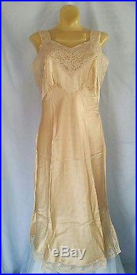 NWOT Antique Vintage Fischer Heavenly Silk French Lace Dress Slip 30s/40s Sz36