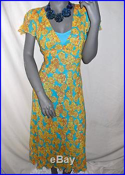 Nwot Betsey Johnson Ny Multi Color Roses/floral Maxi/full Gown Slip Dress S/m