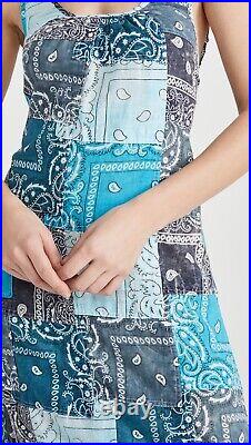 NWT $495 Free People RILEY VINTAGE Bandana Patchwork Backless Maxi Slip Dress XS
