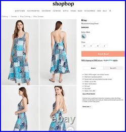 NWT $495 Free People RILEY VINTAGE Patchwork Bandana Blue Midi Slip Dress M