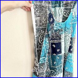 NWT $495 Free People RILEY VINTAGE Patchwork Bandana Blue Midi Slip Dress XS