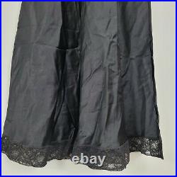 NWT Black 100% Silk Slip Dress 1940s Vintage Heavenly Silks by Fischer Full Slip