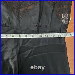 NWT Black 100% Silk Slip Dress 1940s Vintage Heavenly Silks by Fischer Full Slip