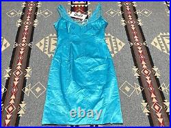 NWT DOLCE & GABBANA Women's Lace Blue Cotton Slip Dress Sz 26/40 Vintage ZY
