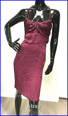 NWT Gucci Dress VTG 2002 Tom Ford 100% Silk Size 42 Wine Color Cocktail Length