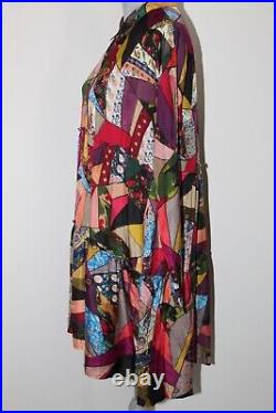 NWT Johnny Was Biya JWLA 3J Workshop Vintage Jasmine Silk Print Dress with Slip L