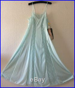NWT NOS VTG OLGA Lace Inset Nightgown Gown Slip Dress Aquamarine XL Extra Large