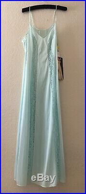 NWT NOS VTG OLGA Lace Inset Nightgown Gown Slip Dress Aquamarine XL Extra Large