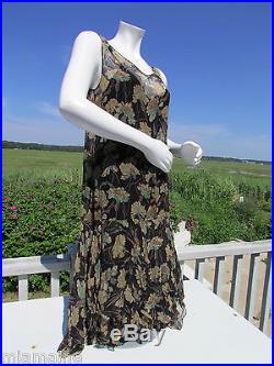 NWT RRL M dress Ralph Lauren crinkled silk slip black floral vintage look $695