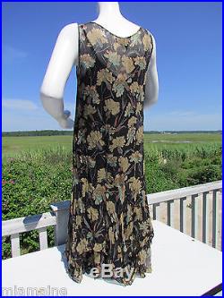 NWT RRL S dress Ralph Lauren crinkled silk slip black floral vintage look $695