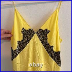 NWT Rag & bone Logan Lace Midi Slip Dress Silk Dress 90s lingerie yellow black