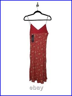 NWT Ralph Lauren Women's Vintage Paisley Print Midi Dress Red 8