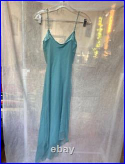 NWT Turquoise Vintage 90s Laundry By Shelli Segal Silk Beaded Straps Size 2