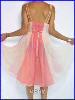NWT VTG Double Pastel Slip Nightgown Dress Peignoir Petticoat Vanity Fair 36