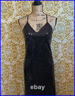 NWT Victoria's Secret Rare 2000s Vintage Deadstock Black Sequin Slip Dress S