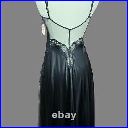 NWT Victoria's Secret XS Black Silk & Lace Gown Vintage 1990s Slip Dress