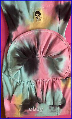 NWT Vintage Betsey Johnson Archives Tie Dye Ruffle Bustle Dress