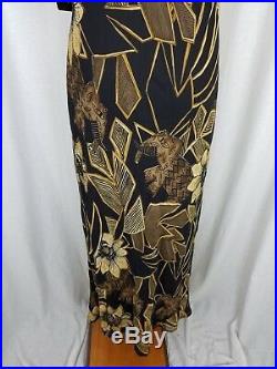 NWT Vintage Saint Tropez Wear 80s Long Maxi Sheer Floral Slip Dress Womens M