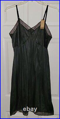 NWT Vintage Sliperfection Full Dress Black Slip Nylon Size 38 Sexy NOS