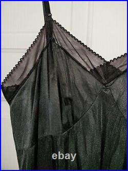 NWT Vintage Sliperfection Full Dress Black Slip Nylon Size 38 Sexy NOS