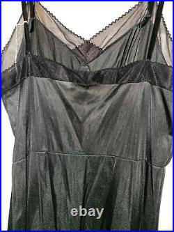 NWT Vintage Sliperfection Full Dress Black Slip Nylon Size 38 Sexy NOS