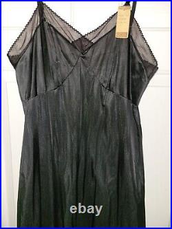 NWT Vintage Sliperfection Full Dress Black Slip Nylon Size 38 Sexy NOS