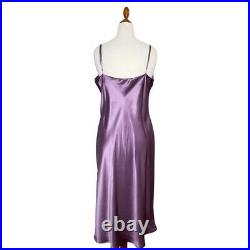 NWT Vintage Victorias Secret 100% Silk Midi Slip Dress Purple Size XL Slit 90s
