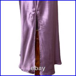 NWT Vintage Victorias Secret 100% Silk Midi Slip Dress Purple Size XL Slit 90s