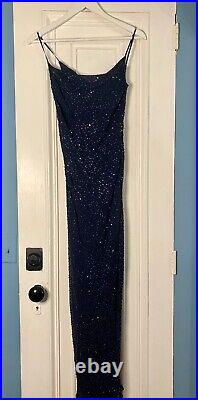 Narciso Rodriguez/ Vintage 1998 / Navy beaded midi gown/ AS SEEN ON KATE MOSS