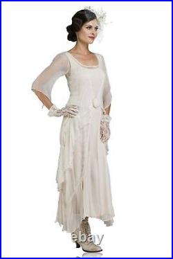 Nataya Ivory 1920s Vintage style Dress S Gatsby Romantic wedding Party 10709 NWT