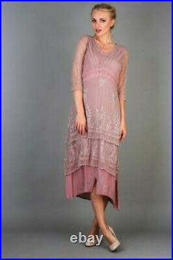 Nataya Pink Titanic Downton Abbey Dress S Formal Lace Victorian Vintage 5901 NWT