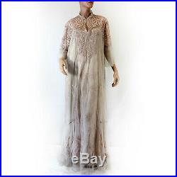 Nataya Plus Size Vintage Lace Gown Antique Beige Dress Slip Set 3X