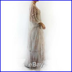 Nataya Plus Size Vintage Lace Gown Antique Beige Dress Slip Set 3X