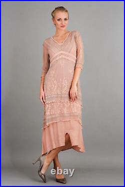Nataya Plus Size Vintage Titanic Tea Party Quartz Pink Dress Slip Set 3X