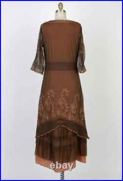 Nataya Titanic Dress AL-2101 Tea Party Dress S Brown Formal Victorian VTG NWT