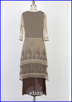 Nataya Titanic Dress S Beige/Brown Victorian Downton abbey vintage look 5901