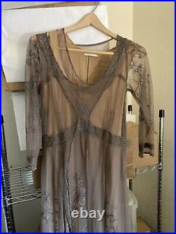 Nataya brand Downton Abbey Tea Party Dress S Beige Formal Victorian Pre Owned