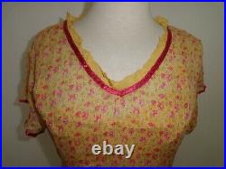 New April Cornell Yellow Berry Dress XL 2pc Slip Vintage Romantic Victorian