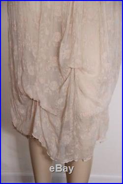 New Magnolia Pearl Silk Vintage Floral Lace Slip Dress In Blush