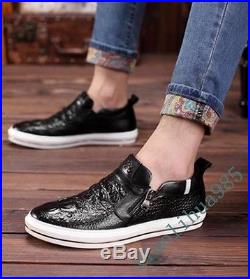 New Men Casual Side Zip Slip On Loafers Vintage Driving Dress Formal Shoes Size