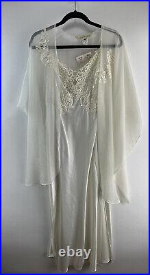 New NOS Vintage Lane Bryant Intimates White Bridal Peignoir Nightgown Sheer Robe