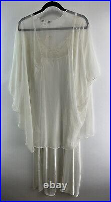 New NOS Vintage Lane Bryant Intimates White Bridal Peignoir Nightgown Sheer Robe