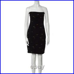 Nicole Miller Collection Black VTG 90's Floral Print Strapless Tube Dress