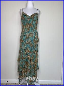 Nine West Silk Ruffle Tiered Dress Floral Romantic Flowy Chiffon Vintage Sz 12